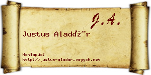 Justus Aladár névjegykártya